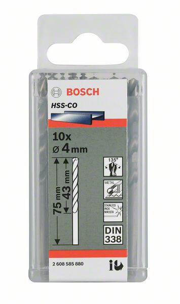 Bosch Metallbohrer HSS-Co, DIN 338, Durchmesser 4,40 mm