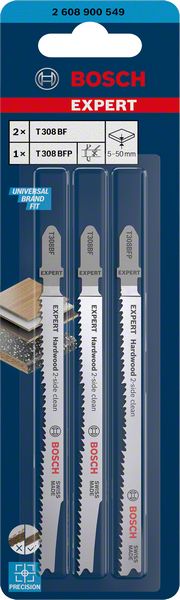 Bosch EXPERT ‘Hardwood 2-side clean‘ Stichsägeblatt-Set, 2-tlg., T308BF/BFP
