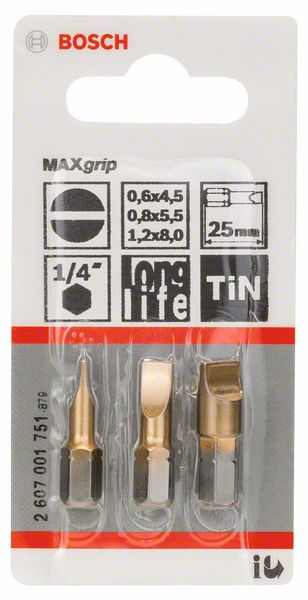 Bosch 3tlg. Schrauberbit-Set Max Grip (S)
