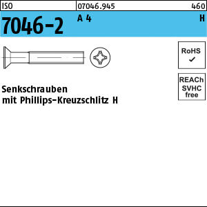 Senkschraube ISO 7046 -2 A 4 M 10 x 80 -H A 4 VE=S