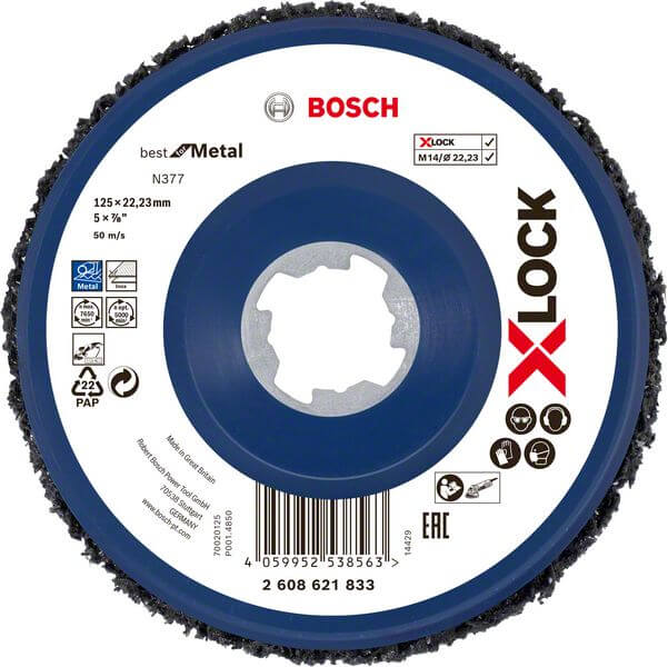Bosch X-LOCK Reinigungsscheibe N377 Metall, 125 mm, 22,23 mm