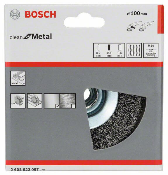 Bosch Kegelbürste Clean for Metal, gewellter Stahldraht