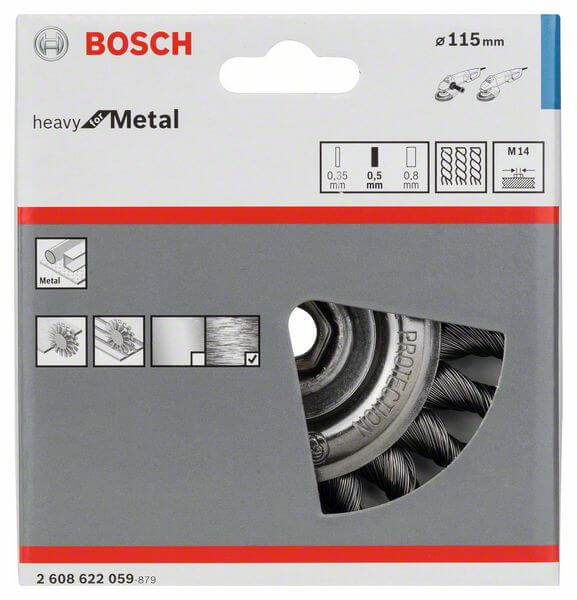 Bosch Scheibenbürste 115 mm, gezopfter Stahldraht
