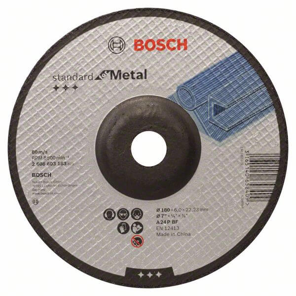 Bosch Schruppscheibe gekröpft, Standard for Metal A 24 P BF, 180 mm, 22,23 mm, 6 mm