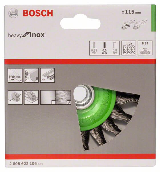 Bosch Scheibenbürste 115 mm, gezopfter rostfreier Stahldraht